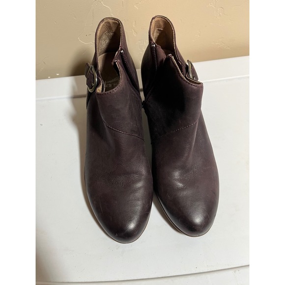 Dansko Shoes - Dansko Burgundy Leather Ankle Boots Side Zip Buckle Heel Size 37